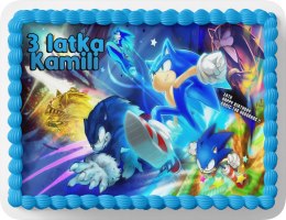 PROSTOKĄTNY OPŁATEK NA TORT A4 20x29CM - SONIC BAJKA + IMIĘ GRATIS