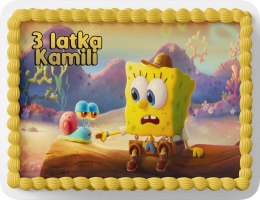 PROSTOKĄTNY OPŁATEK NA TORT A4 20x29CM - SPONGEBOB WZORY + IMIĘ GRATIS