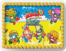 PROSTOKĄTNY OPŁATEK NA TORT A4 20x29CM - SUPER ZINGS + IMIĘ GRATIS