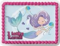 PROSTOKĄTNY OPŁATEK NA TORT A4 20x29CM - SYRENKA WZORY + IMIĘ GRATIS