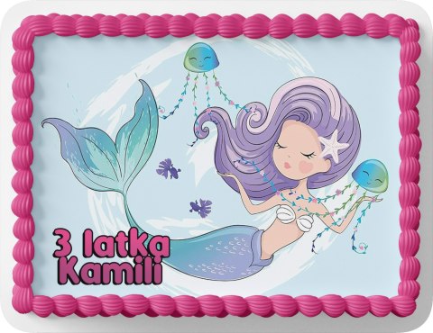 PROSTOKĄTNY OPŁATEK NA TORT A4 20x29CM - SYRENKA WZORY + IMIĘ GRATIS PROSTOKĄTNY OPŁATEK NA TORT A4 20x29CM - SYRENKA WZORY + IMIĘ GRATIS