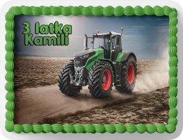 PROSTOKĄTNY OPŁATEK NA TORT A4 20x29CM - TRAKTORY CIĄGNIK + IMIĘ GRATIS