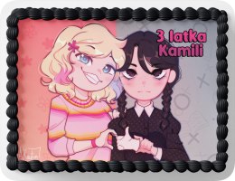 PROSTOKĄTNY OPŁATEK NA TORT A4 20x29CM - WEDNESDAY ADDAMS + IMIĘ GRATIS