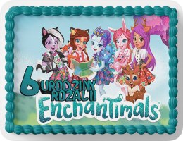 PROSTOKĄTNY OPŁATEK NA TORT A4 20x29CM - ENCHANTIMALS + IMIĘ GRATIS