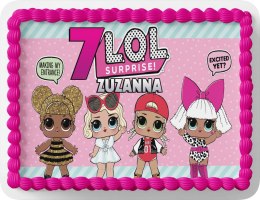 PROSTOKĄTNY OPŁATEK NA TORT A4 20x29CM - LO.L SURPRIS.E LALKA + IMIĘ GRATIS