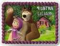 PROSTOKĄTNY OPŁATEK NA TORT A4 20x29CM - MASHA NIEDŹWIEDŹ + IMIĘ GRATIS