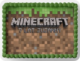 PROSTOKĄTNY OPŁATEK NA TORT A4 20x29CM - MINE.CRAFT + IMIĘ GRATIS