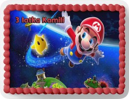 PROSTOKĄTNY OPŁATEK NA TORT A4 20x29CM - SUPER MARIO BROS + IMIĘ GRATIS
