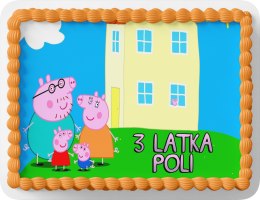 PROSTOKĄTNY OPŁATEK NA TORT A4 20x29CM - ŚWINKA PEPPA + IMIĘ GRATIS