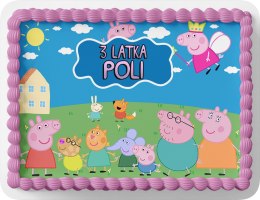 PROSTOKĄTNY OPŁATEK NA TORT A4 20x29CM - ŚWINKA PEPPA + IMIĘ GRATIS