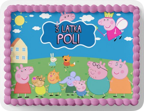 PROSTOKĄTNY OPŁATEK NA TORT A4 20x29CM - ŚWINKA PEPPA + IMIĘ GRATIS PROSTOKĄTNY OPŁATEK NA TORT A4 20x29CM - ŚWINKA PEPPA + IMIĘ GRATIS