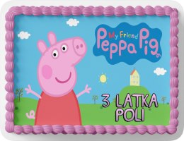 PROSTOKĄTNY OPŁATEK NA TORT A4 20x29CM - ŚWINKA PEPPA + IMIĘ GRATIS