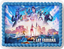 PROSTOKĄTNY OPŁATEK NA TORT A4 20x29CM - FORTNITE GRA + IMIĘ GRATIS
