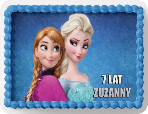 PROSTOKĄTNY OPŁATEK NA TORT A4 20x29CM - KRAINA LODU + IMIĘ GRATIS
