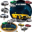ZESTAW OPŁATEK NA TORT 20CM + TOPPERY PAPIEROWE - MERCEDES 15CM 18CM