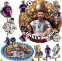 ZESTAW OPŁATEK NA TORT 20CM + TOPPERY PAPIEROWE - MESSI IMIĘ 15CM 18CM