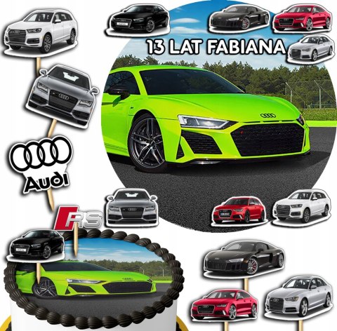 ZESTAW OPŁATEK NA TORT 30CM + TOPPERY PAPIEROWE - AUDI AUTKA 24CM 26CM ZESTAW OPŁATEK NA TORT 30CM + TOPPERY PAPIEROWE - AUDI AUTKA 24CM 26CM