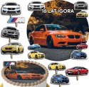 ZESTAW OPŁATEK NA TORT 30CM + TOPPERY PAPIEROWE - BMW AUTKA 24CM 26CM