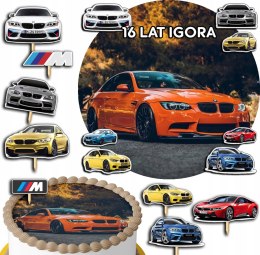 ZESTAW OPŁATEK NA TORT 30CM + TOPPERY PAPIEROWE - BMW AUTKA 24CM 26CM
