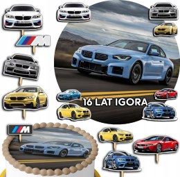 ZESTAW OPŁATEK NA TORT 30CM + TOPPERY PAPIEROWE - BMW AUTKA 24CM 26CM