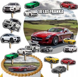 ZESTAW OPŁATEK NA TORT 30CM + TOPPERY PAPIEROWE - MERCEDES 24CM 26CM