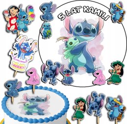 ZESTAW OPŁATEK NA TORT 30CM + TOPPERY PAPIEROWE - STICH STICZ 24CM 26CM