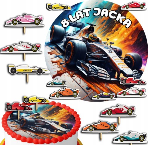 ZESTAW OPŁATEK NA TORT 30CM + TOPPERY PAPIEROWE - FORMUŁA 1 IMIĘ 24CM 26CM ZESTAW OPŁATEK NA TORT 30CM + TOPPERY PAPIEROWE - FORMUŁA 1 IMIĘ 24CM 26CM