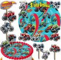 ZESTAW OPŁATEK NA TORT 20CM + TOPPERY PAPIEROWE - BLAZE TRUCK 15CM 18CM