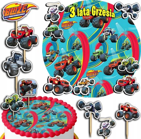 ZESTAW OPŁATEK NA TORT 20CM + TOPPERY PAPIEROWE - BLAZE TRUCK 15CM 18CM ZESTAW OPŁATEK NA TORT 20CM + TOPPERY PAPIEROWE - BLAZE TRUCK 15CM 18CM
