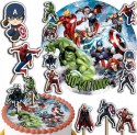 ZESTAW OPŁATEK NA TORT 30CM + TOPPERY PAPIEROWE - AVENGERS + IMIĘ 24CM 26CM