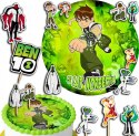 ZESTAW OPŁATEK NA TORT 30CM + TOPPERY PAPIEROWE - BEN10 TEN IMIĘ 24CM 26CM