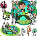 ZESTAW OPŁATEK NA TORT 30CM + TOPPERY PAPIEROWE - BEN10 TEN IMIĘ 24CM 26CM