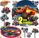 ZESTAW OPŁATEK NA TORT 30CM + TOPPERY PAPIEROWE - BLAZE TRUCK 24CM 26CM