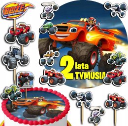 ZESTAW OPŁATEK NA TORT 30CM + TOPPERY PAPIEROWE - BLAZE TRUCK 24CM 26CM