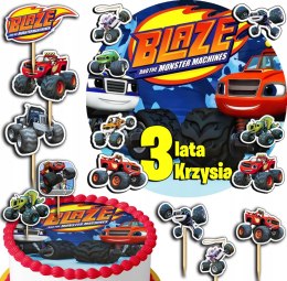 ZESTAW OPŁATEK NA TORT 30CM + TOPPERY PAPIEROWE - BLAZE TRUCK 24CM 26CM