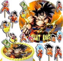 ZESTAW OPŁATEK NA TORT 30CM + TOPPERY PAPIEROWE - DRAGON BALL 24CM 26CM
