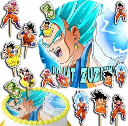 ZESTAW OPŁATEK NA TORT 30CM + TOPPERY PAPIEROWE - DRAGON BALL 24CM 26CM