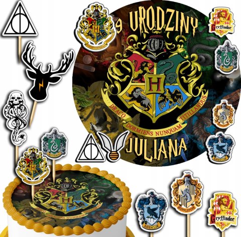 ZESTAW OPŁATEK NA TORT 30CM + TOPPERY PAPIEROWE - HA.RRY POT.TER 24CM 26CM