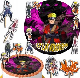 ZESTAW OPŁATEK NA TORT 30CM + TOPPERY PAPIEROWE - NARUTO ANIME 24CM 26CM