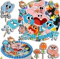 ZESTAW OPŁATEK NA TORT 30CM + TOPPERY PAPIEROWE - GUMBALL + IMIĘ 24CM 26CM