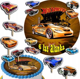 ZESTAW OPŁATEK NA TORT 30CM + TOPPERY PAPIEROWE - HOT WHEELS 24CM 26CM