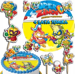 ZESTAW OPŁATEK NA TORT 30CM + TOPPERY PAPIEROWE - SUPER ZINGS 24CM 26CM
