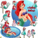ZESTAW OPŁATEK NA TORT 20CM + TOPPERY PAPIEROWE - ARIELKA 15CM 18CM