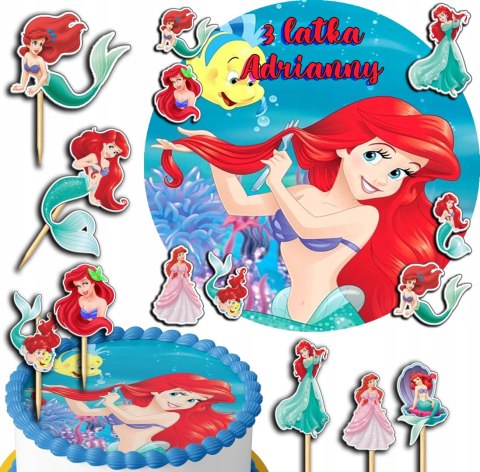 ZESTAW OPŁATEK NA TORT 20CM + TOPPERY PAPIEROWE - ARIELKA 15CM 18CM ZESTAW OPŁATEK NA TORT 20CM + TOPPERY PAPIEROWE - ARIELKA 15CM 18CM