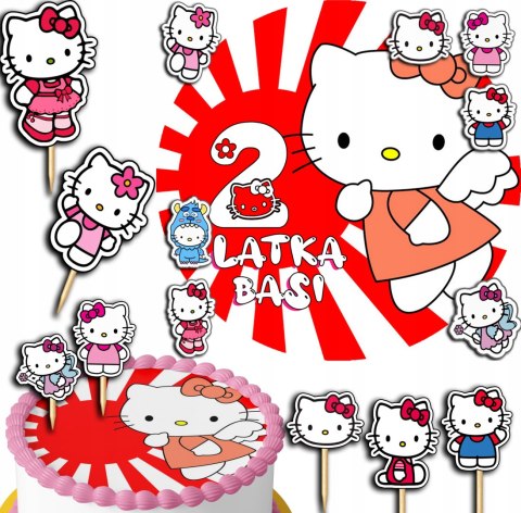 ZESTAW OPŁATEK NA TORT 20CM + TOPPERY PAPIEROWE - KITTY KOTEK 15CM 18CM ZESTAW OPŁATEK NA TORT 20CM + TOPPERY PAPIEROWE - KITTY KOTEK 15CM 18CM
