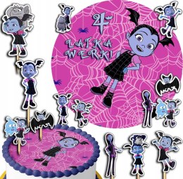 ZESTAW OPŁATEK NA TORT 20CM + TOPPERY PAPIEROWE - VAMPIRINA 15CM 18CM