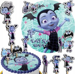 ZESTAW OPŁATEK NA TORT 20CM + TOPPERY PAPIEROWE - VAMPIRINA 15CM 18CM