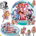 ZESTAW OPŁATEK NA TORT 30CM + TOPPERY PAPIEROWE - ENCHANTIMALS 24CM 26CM