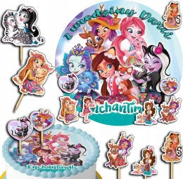 ZESTAW OPŁATEK NA TORT 30CM + TOPPERY PAPIEROWE - ENCHANTIMALS 24CM 26CM