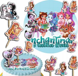 ZESTAW OPŁATEK NA TORT 30CM + TOPPERY PAPIEROWE - ENCHANTIMALS 24CM 26CM